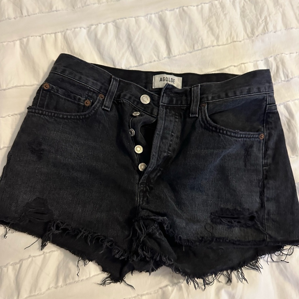 Agolde Black High-Waisted Jean Shorts